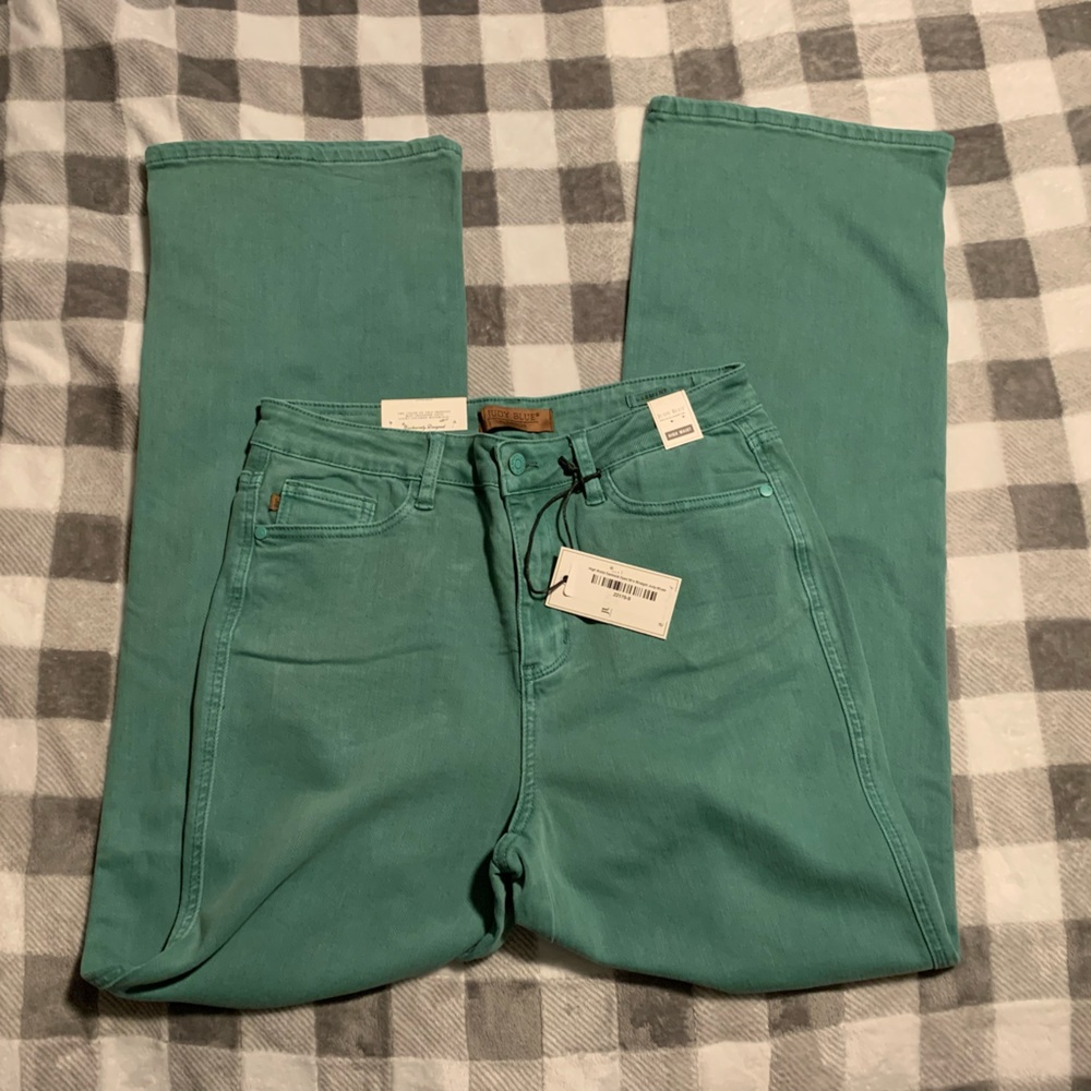 Brand new with tags Judy Blue High Waisted sea green wide leg jeans size 9/29